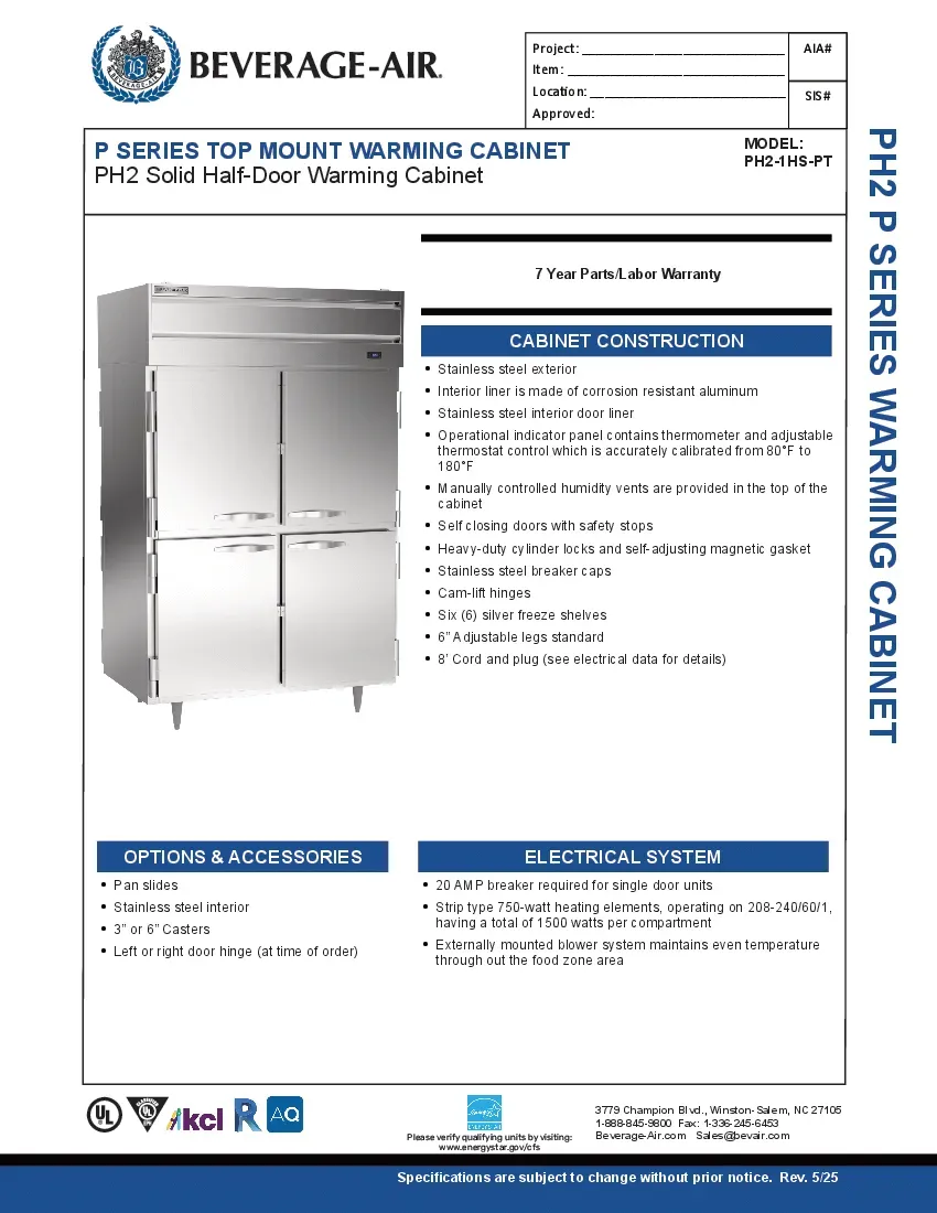 beverage-air-ph2-1hs-pt-heated-cabinet-pass-thru-specsheet-260226w6as7t.pdf