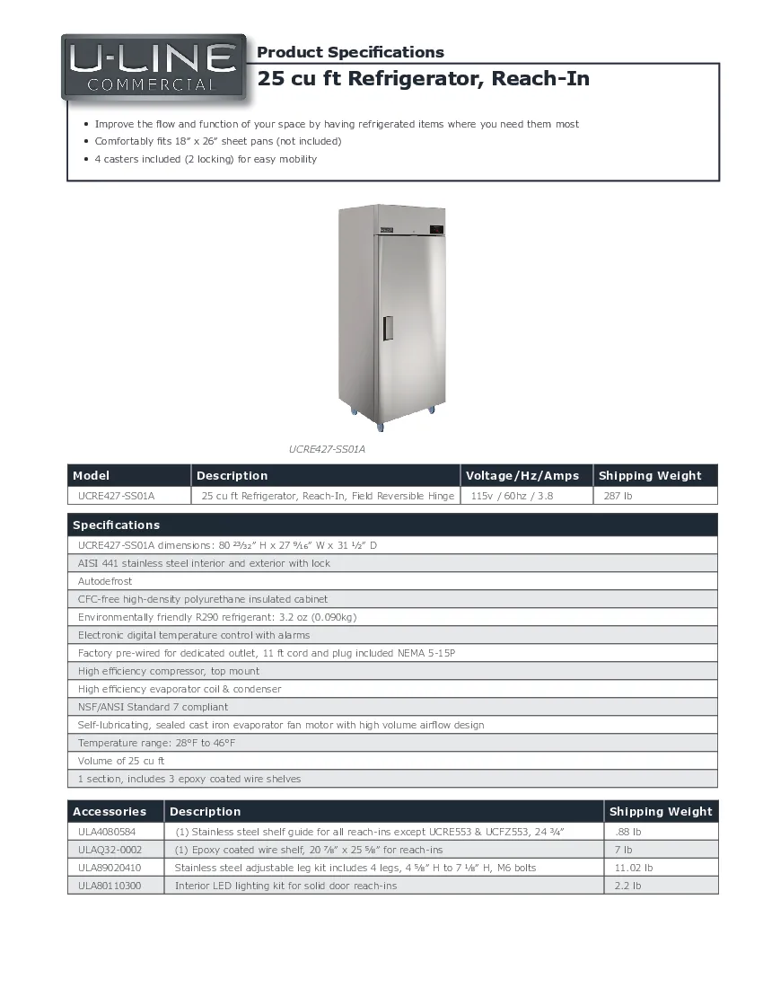 u-line-ucre427-ss01a-reach-in-freezers-reach-in-refrigerators-specsheet-260226w1y8hb.pdf