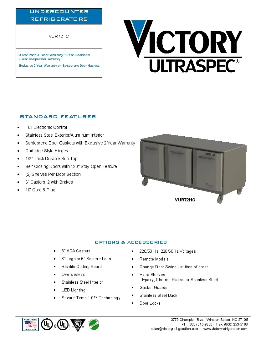 victory-refrigeration-vur72hc-refrigerator-undercounter-reach-in-specsheet-2602261i6g9g.pdf