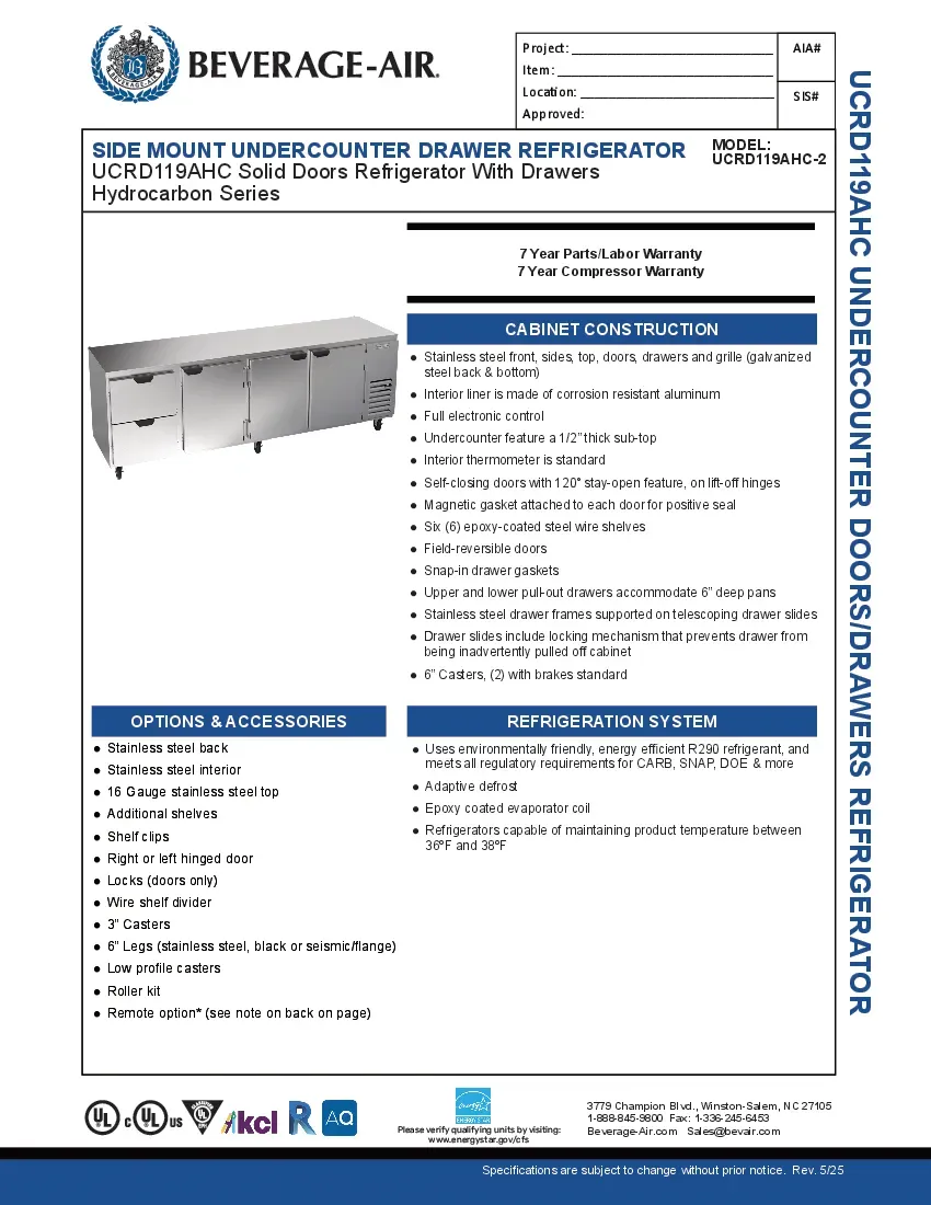 beverage-air-ucrd119ahc-2-refrigerator-undercounter-reach-in-specsheet-2602267f60cs.pdf