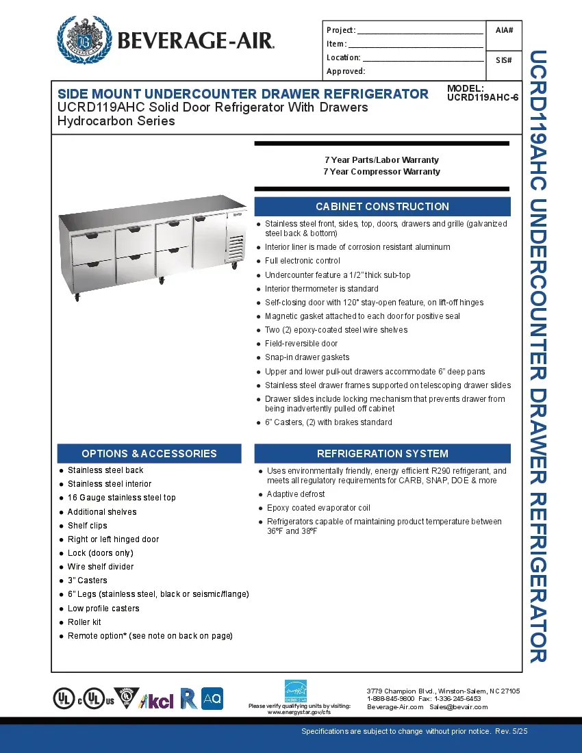 beverage-air-ucrd119ahc-6-refrigerator-undercounter-reach-in-specsheet-2602266yqcjc.pdf