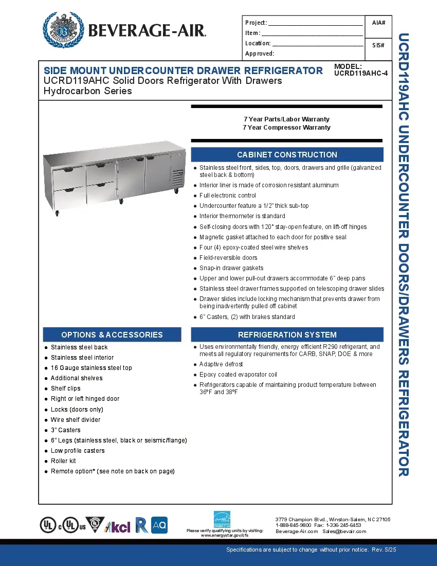 beverage-air-ucrd119ahc-4-refrigerator-undercounter-reach-in-specsheet-2602261n14dv.pdf