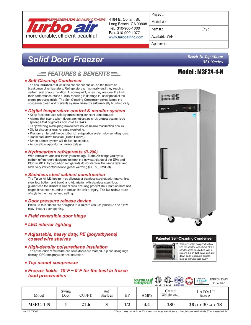 turbo-air-m3f24-1-n-freezer-reach-in-specsheet-260226o3b6ik.pdf