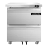 Continental Refrigerator D27N-U-D, Refrigerator, Undercounter, Reach-In