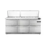 Continental Refrigerator D72N30M-FB-D, Refrigerated Counter, Mega Top Sandwich / Salad Unit