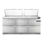 Continental Refrigerator SW72N27M-FB-D, Refrigerated Counter, Mega Top Sandwich / Salad Unit